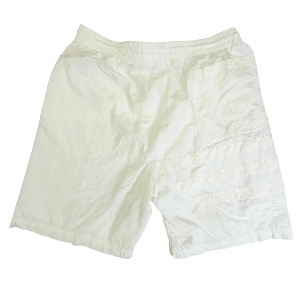 Adidas Swim Shorts Mens Medium White Asymmetric 3 Stripe FN0001